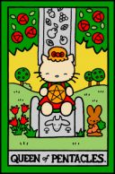 Таро Привет Кошечка (Hello Kitty Tarot) - Карта Королева Пентаклей